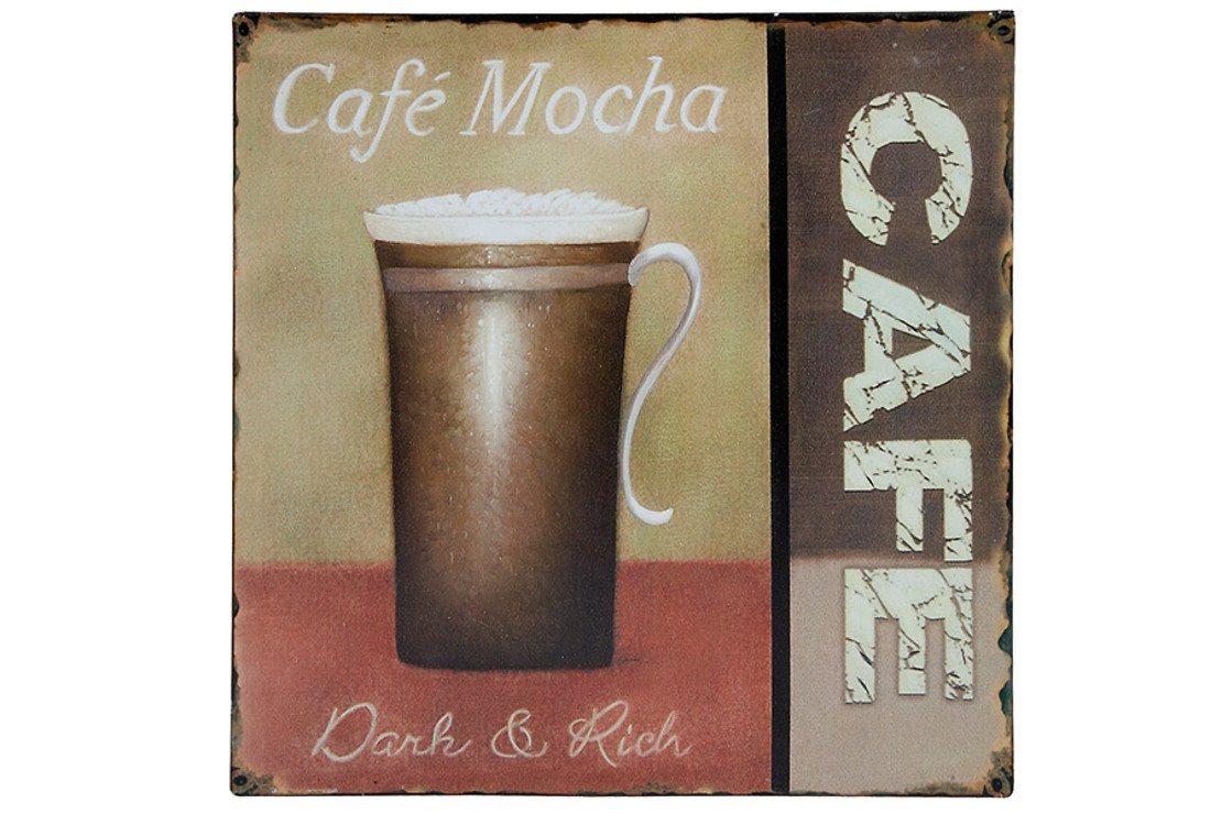 KJ Collection Metallschild Café Mocha 24 x 24cm - Pic 1