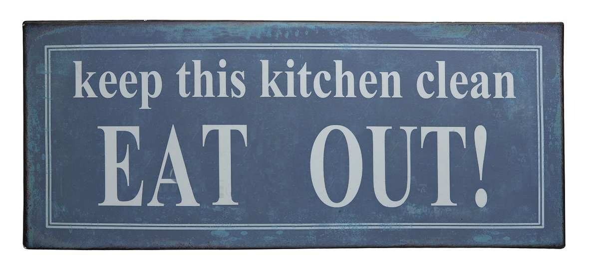KJ Collection Metal Sign Eat Out 31 x 13cm - Pic 1