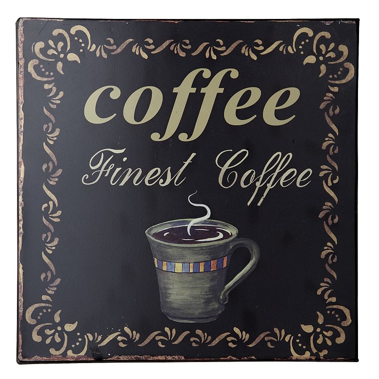 KJ Collection Metallschild Finest Coffee 24 x 24cm - Pic 1