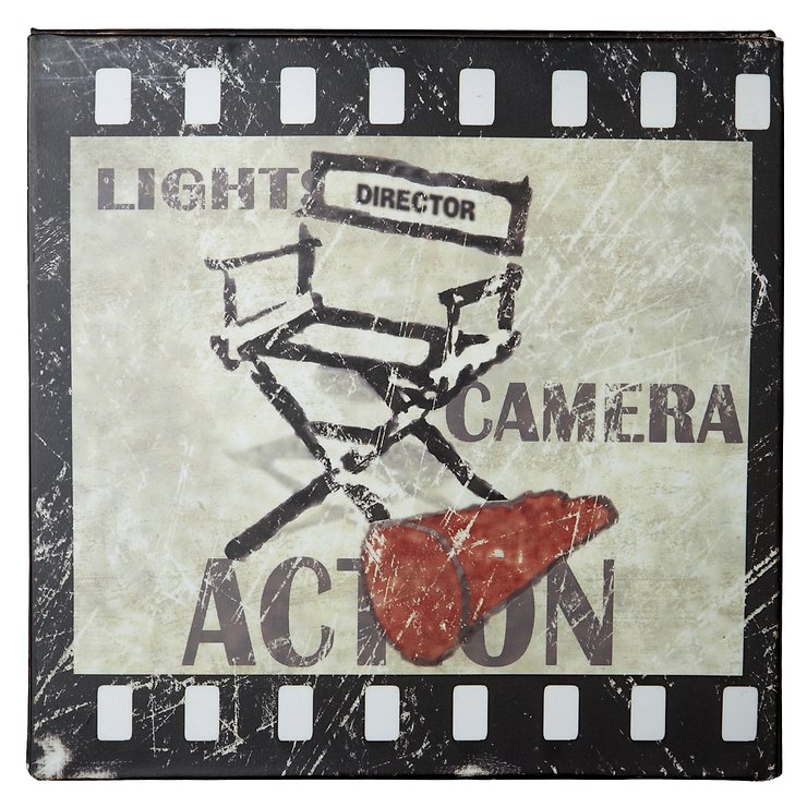 KJ Collection Metal Sign Lights Camera Action 24 x 24cm - Pic 1
