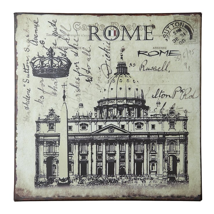 KJ Collection Metal Sign Rome 24 x 24cm - Pic 1