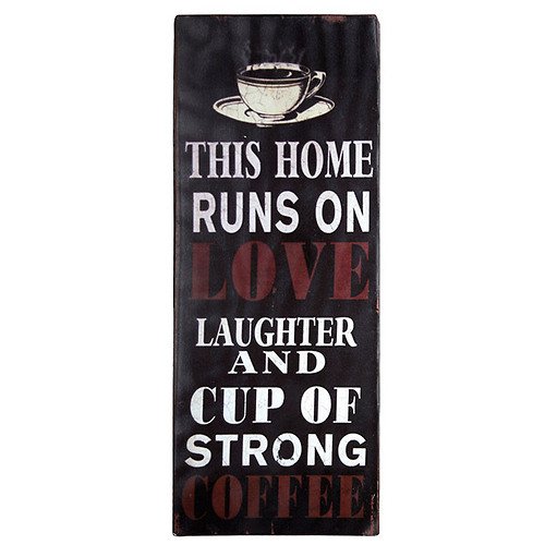 KJ Collection metal sign Love Laughter Coffee 19 x 48cm