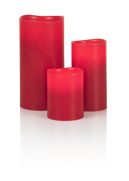 Liown Candles LED Kerze Echtwachs rot  D 7,6 x H 15,2 cm / L / fernbedienbar / Timer - Pic 1