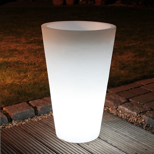 8Seasons Leuchtkübel Shining Pot rund 40 x 63cm weiß außen