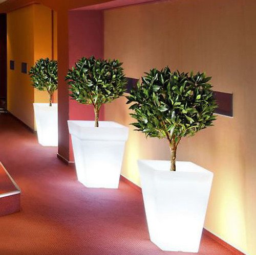 8Seasons Leuchtkübel Shining Pot eckig 40 x 63cm weiß außen