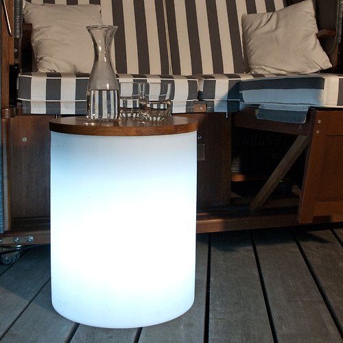 8Seasons Leuchthocker Shining Drum 45 x 37cm weiß außen