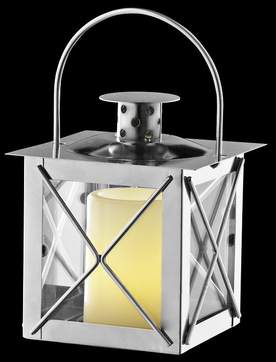 Sirius Laterne Petra mit LED Echtwachskerze 2er Set Metall silber - Thumbnail 1