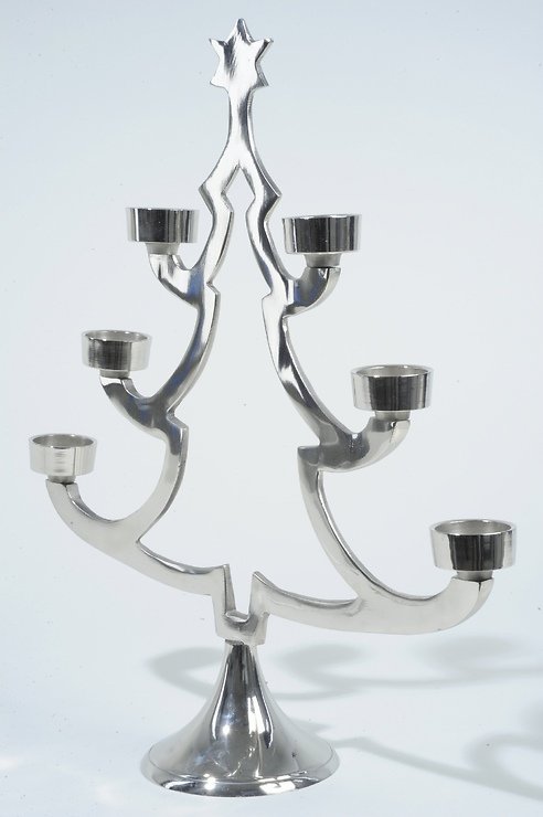 Kaemingk Kerzenständer Tannenbaum Aluminium vernickelt silber - Pic 1