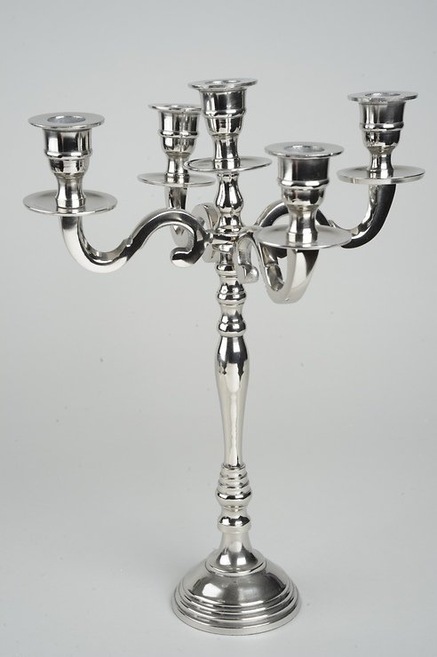 Kaemingk candlestick 5-arm aluminum nickel-plated silver - Pic 1