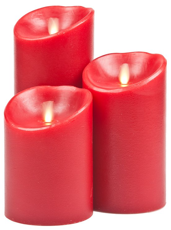 Luminara LED Kerze Echtwachs D 10 x H 13 cm bordeaux rot - Thumbnail 2