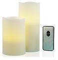 Dekotop LED Echtwachskerze elfenbein Farbwechsel mit Fernbedienung 2er Set - Thumbnail 1