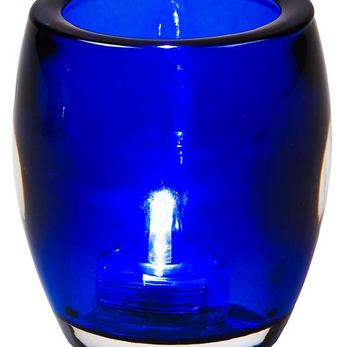 Dekotop Teelicht Glas inkl. LED Teelicht marineblau innen / außen