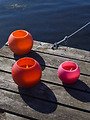 Broste Kugel- und Schwimmkerze outdoor 20cm orange - Thumbnail 3