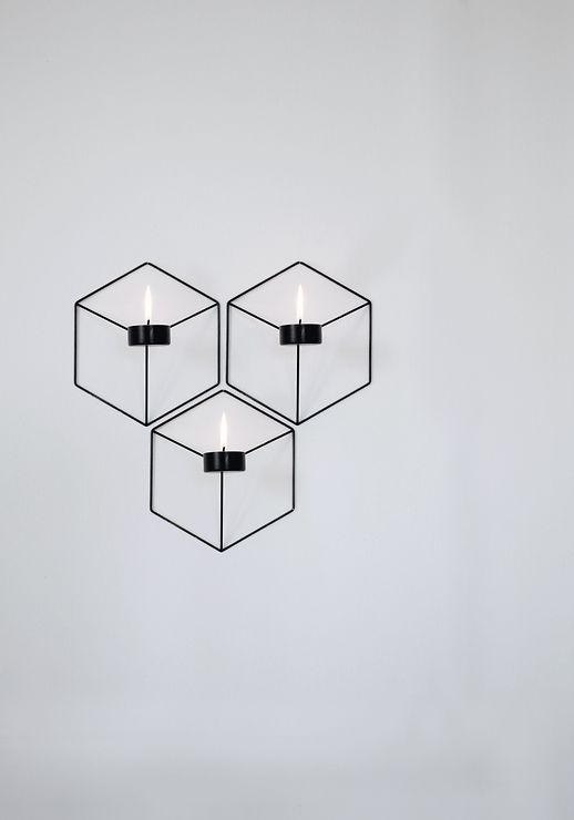 Menu POV Wandteelichthalter 3D Cube Stahl schwarz - Thumbnail 2