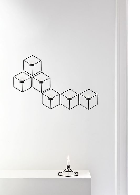 Menu POV Wandteelichthalter 3D Cube Stahl schwarz - Thumbnail 4