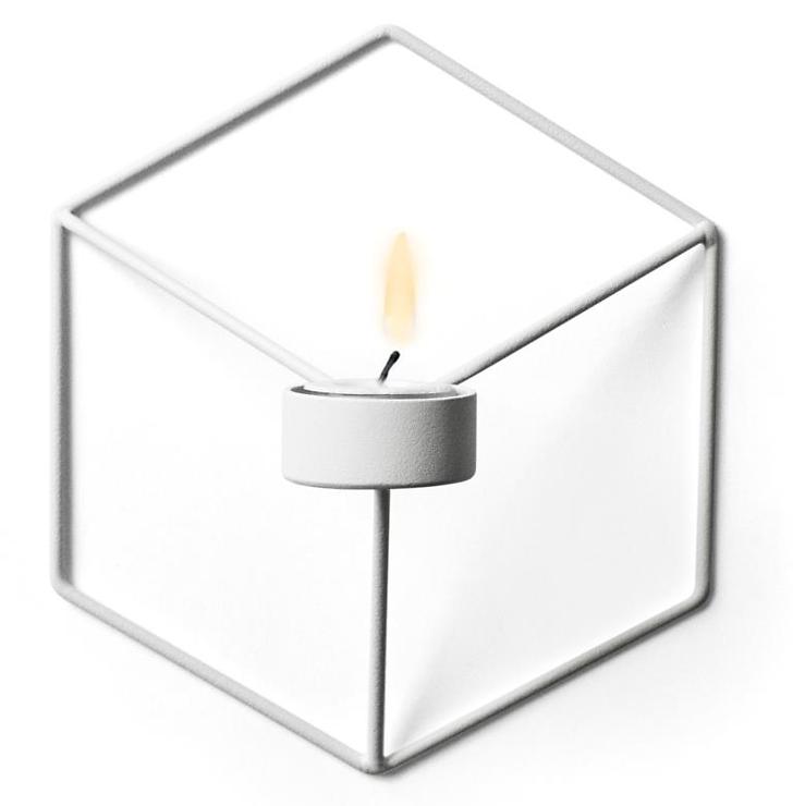 Menu POV Wandteelichthalter 3D Cube Stahl weiß - Thumbnail 1