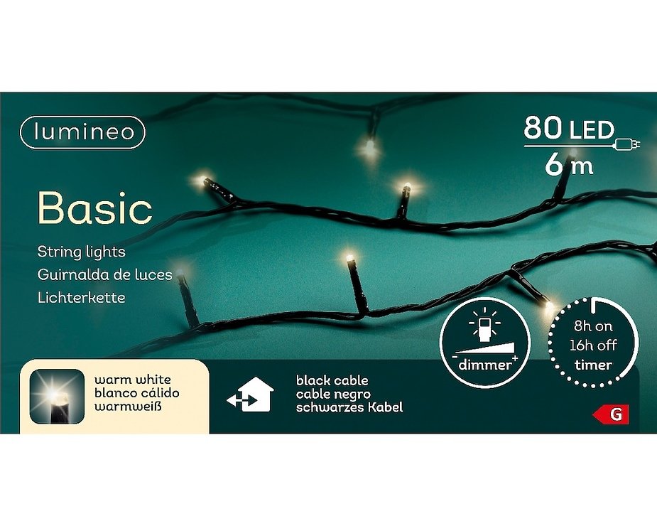 Kaemingk fairy lights with dimmer 80 LED warm white outside 6 m black - Thumbnail 5