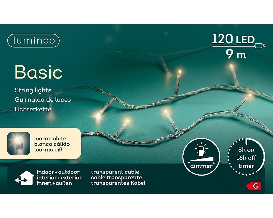 Kaemingk Lumineo LED-Lichterkette Basic mit Dimmer 120 LED warmweiß außen 9 m transparent  - Thumbnail 5 Kaemingk Lumineo LED-Lichterkette Basic mit Dimmer 120 LED warmweiß außen 9 m transparent  - Thumbnail 5