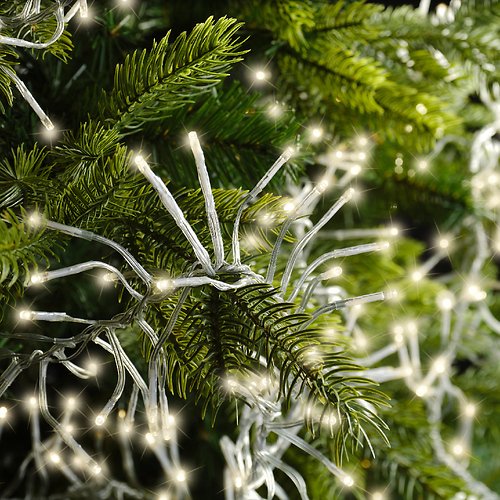 Chaîne lumineuse Kaemingk Cluster 1512 LED blanc chaud extérieur 13,5m transparent