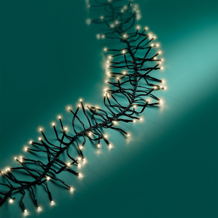 Chaîne lumineuse Kaemingk Cluster 1512 LED blanc chaud extérieur 13,5m noir - Thumbnail 3