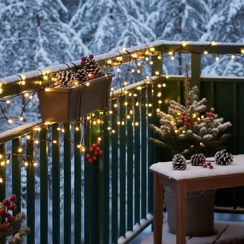 Cadena de luces de Kaemingk Ricelight 192 LED batería con función de intermitencia al aire libre 14m negro