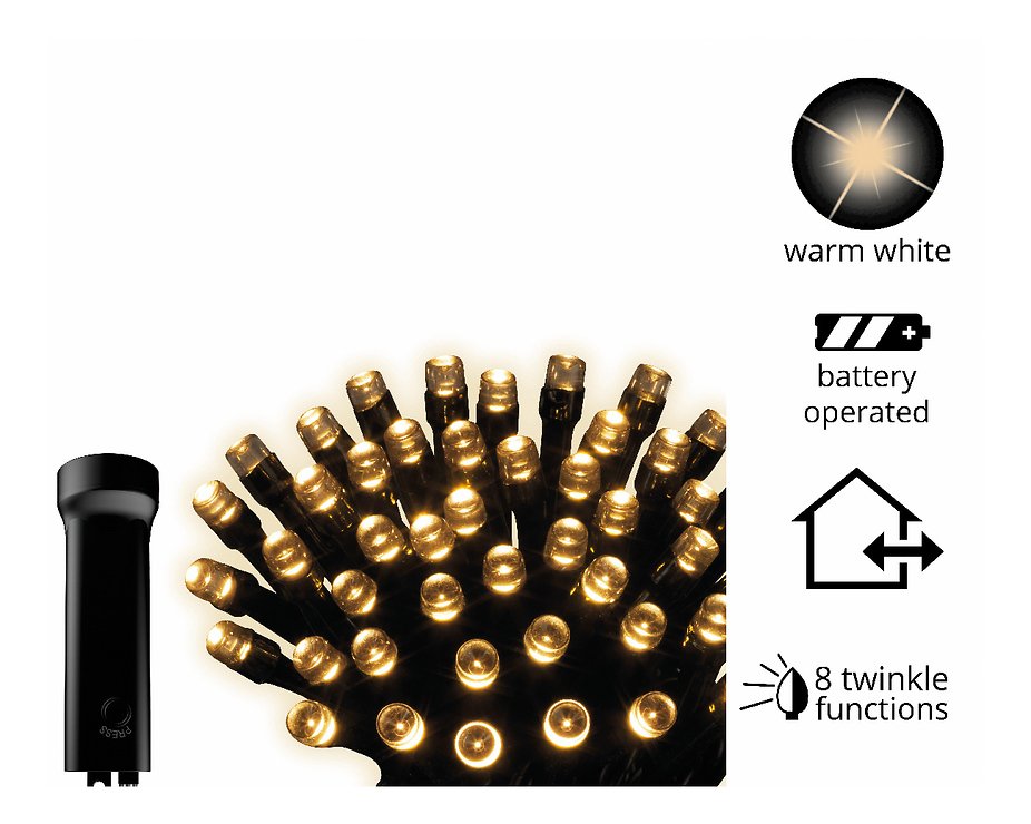 Lumineo Durawise LED-Lichterkette Basic Twinkle 192 LED warmweiß außen 14,3 m batteriebetrieben schwarz - Thumbnail 4