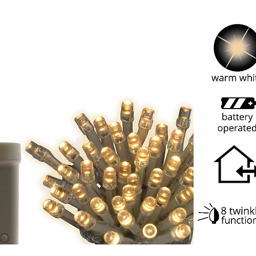 Kaemingk Lichterkette Ricelight 192 LED Batterie Blinkfunktion außen 14m transparent