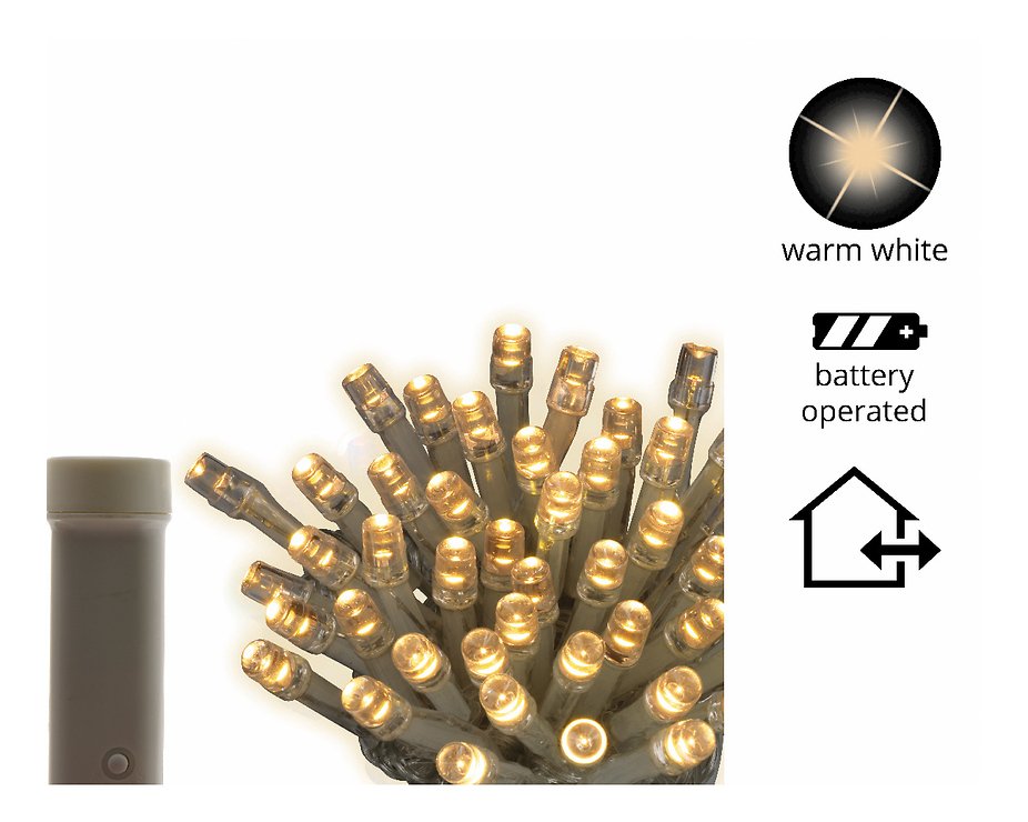 Lumineo Durawise Lichterkette Basic 96 LED warmweiß außen 7,1 m batteriebetrieben transparent - Thumbnail 3