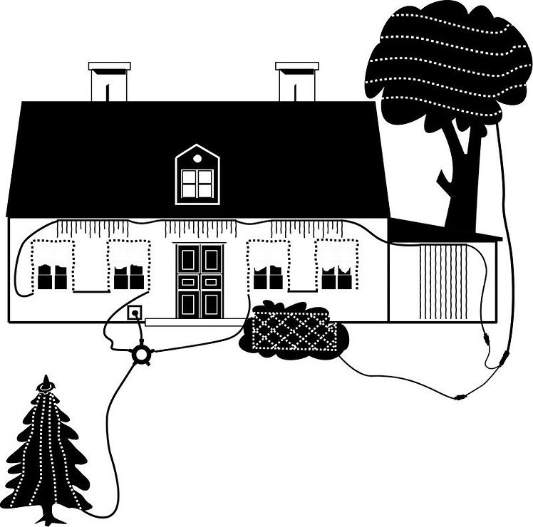 Sirius Tech-Line rozdzielacz lampek trójnik 230V 7x5cm czarny - Thumbnail 2