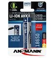 ANSMANN Batteria Li-Ion 18650 2600 mAh con presa di ricarica Micro-USB - Thumbnail 1