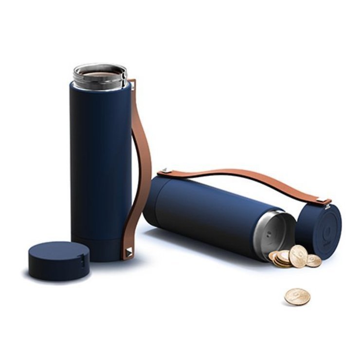 Asobu Thermosflasche Clutch n go 420ml blau - Thumbnail 2