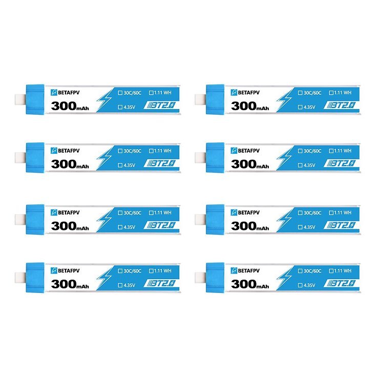 BetaFPV Lipo BT2-0 300mAh 1S 30C HV 8 pièces - Thumbnail 1