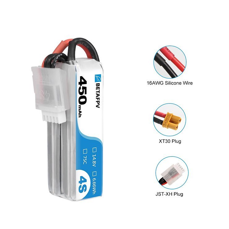 BetaFPV Lipo Akku 450mAh 4S 75C 2 Stück - Thumbnail 4