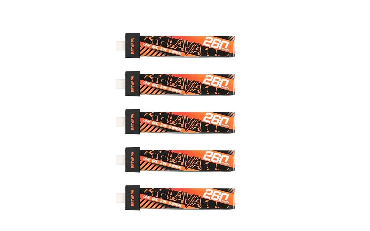 BetaFPV Lipo battery LAVA BT2.0 260mAh 1S 80C 5 pieces - Pic 1