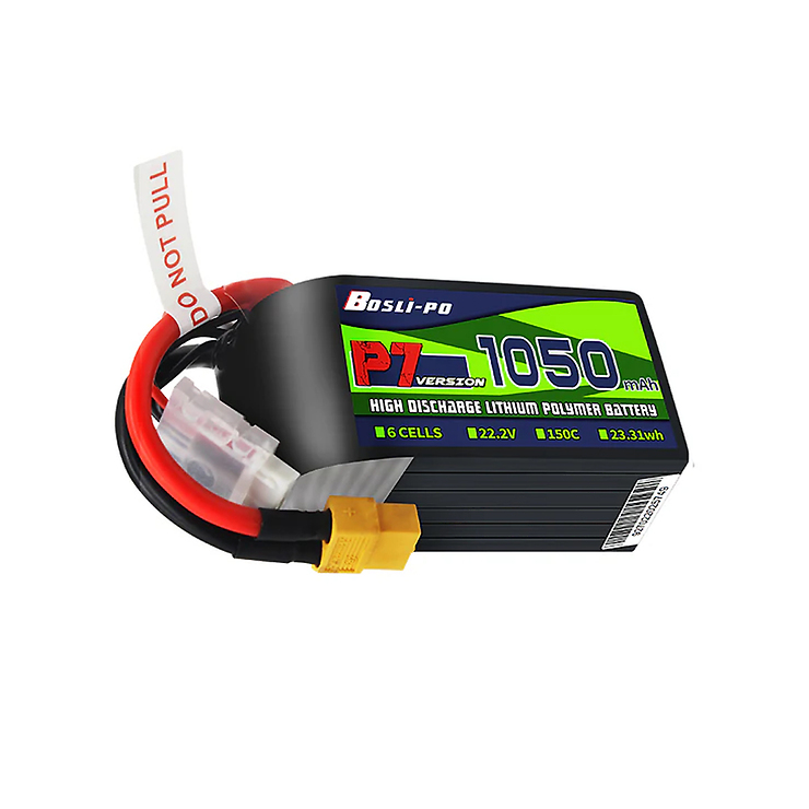 BosLipo P7 Batterie 1050mAh 22,2V 6S 150C Lipo Akku XT60 Plug - Thumbnail 1