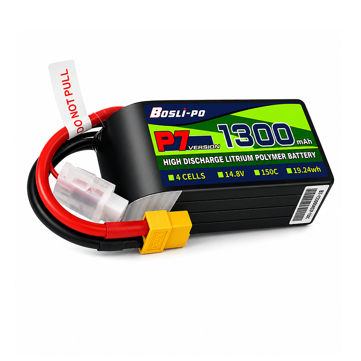 BosLipo P7 Batterie 1300mAh 14,8V 4S 150C Lipo Akku XT60 Plug - Thumbnail 1