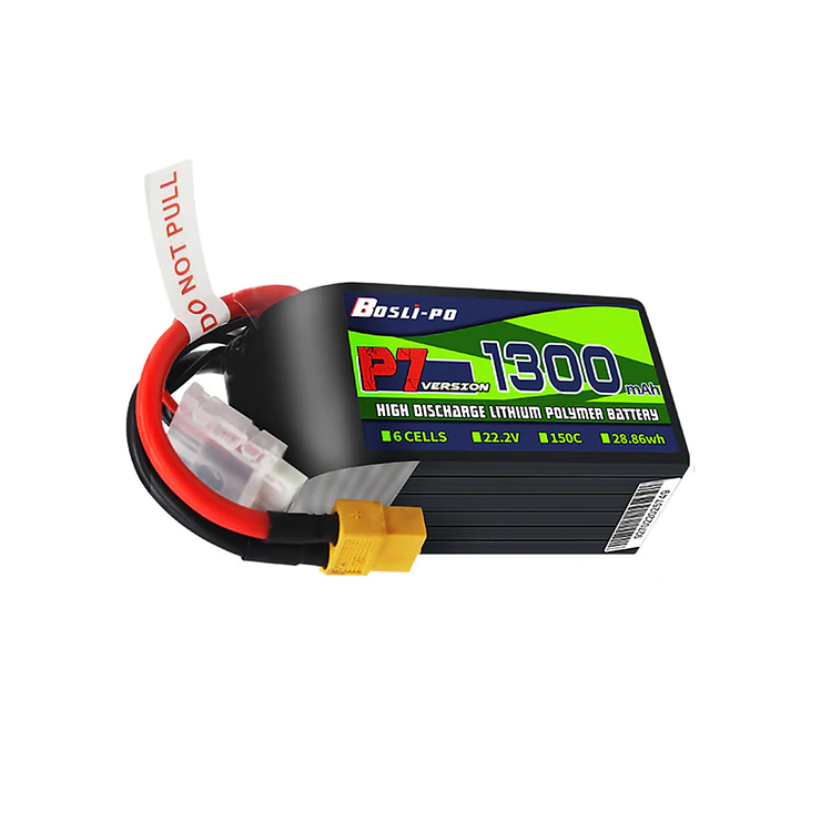 BosLipo P7 Batterie 1300mAh 22,2V 6S 150C Lipo Akku XT60 Plug - Thumbnail 1