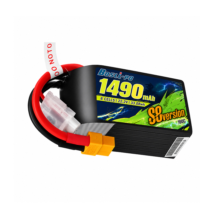 BosLipo S8 Batterie 1490mAh 22,2V 6S 160C Lipo Akku XT60 Plug - Thumbnail 1
