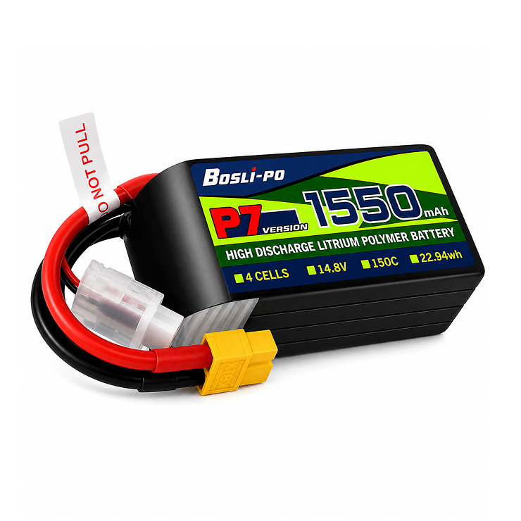 BosLipo P7 Batterie 1550mAh 14,8V 4S 150C Lipo Akku XT60 Plug - Thumbnail 1