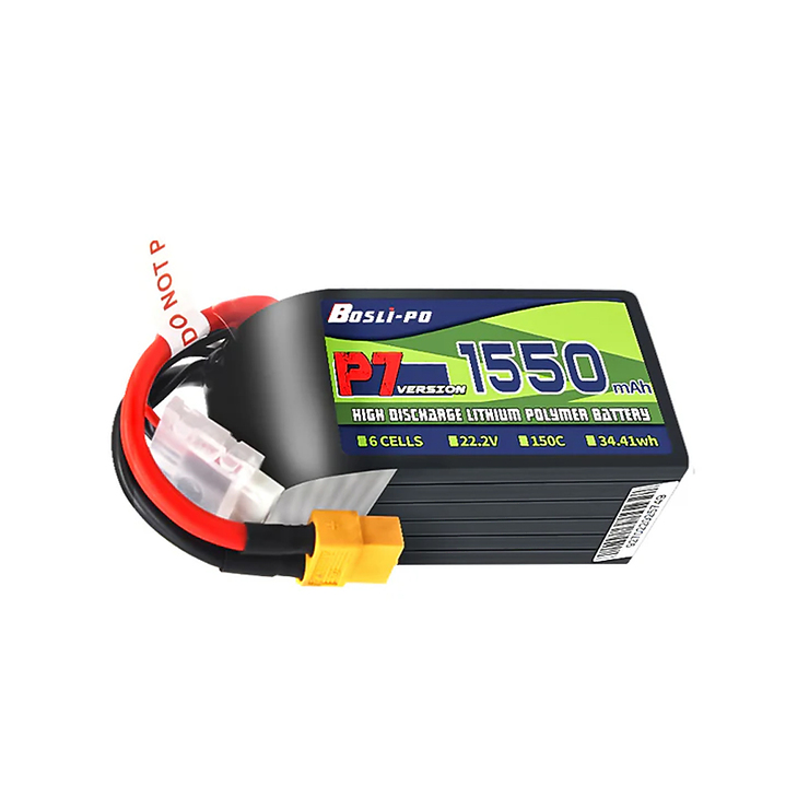 BosLipo P7 Batterie 1550mAh 22,2V 6S 150C Lipo Akku XT60 Plug - Thumbnail 1
