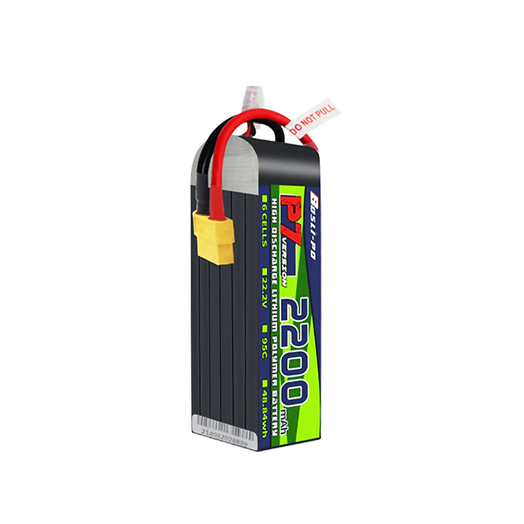 BosLipo P7 Batterie 2200mAh 22,2V 6S 95C Lipo Akku XT60 Plug - Thumbnail 2