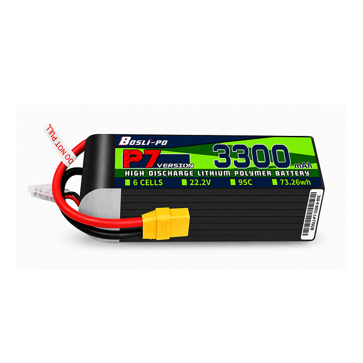 BosLipo P7 Batterie 3300mAh 22,2V 6S 95C Lipo Akku XT60 Plug - Thumbnail 1