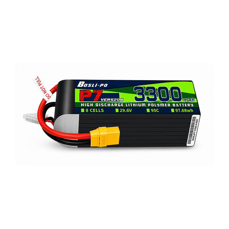 BosLipo P7 Batterie 3300mAh 29,6V 8S 95C Lipo Akku XT60 Plug - Thumbnail 1