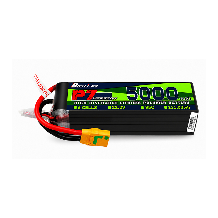 BosLipo P7 Batterie 5000mAh 22,2V 6S 95C Lipo Akku XT60 Plug  - Thumbnail 1
