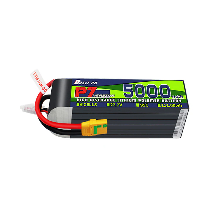 BosLipo P7 Batterie 5000mAh 22,2V 6S 95C Lipo Akku XT60 Plug - Thumbnail 1
