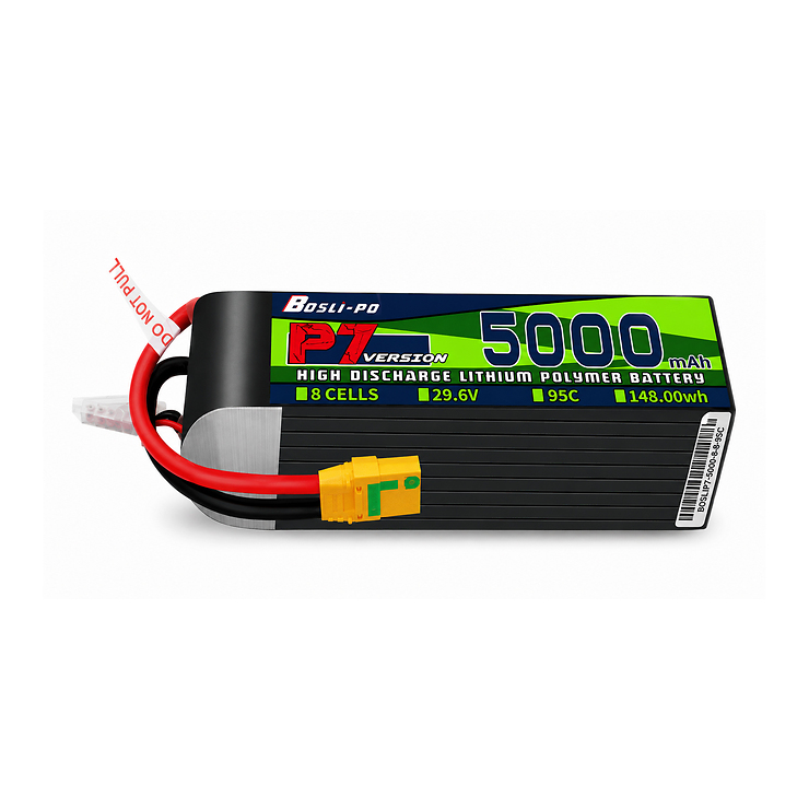 BosLipo P7 Batterie 5000mAh 29,6V 8S 95C Lipo Akku XT60 Plug - Thumbnail 1