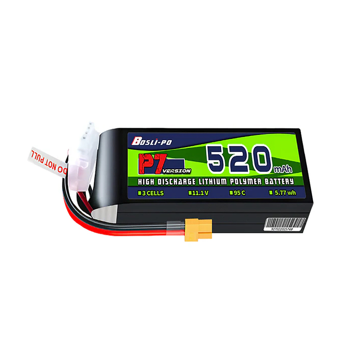 BosLipo P7 Batterie 520mAh 11,1V 3S 95C Lipo Akku XT30 Plug - Thumbnail 1
