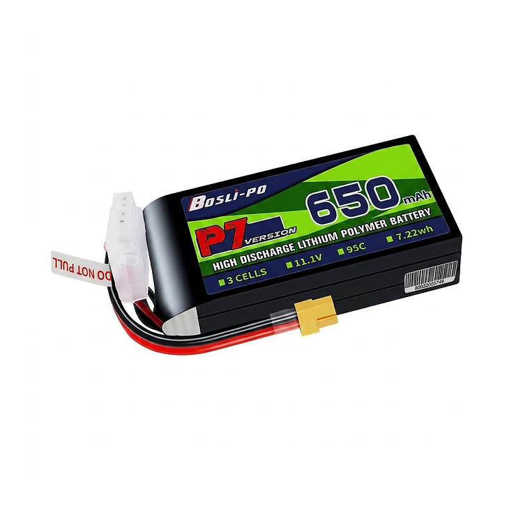 BosLipo P7 Batterie 650mAh 11,1V 3S 95C Lipo Akku XT30 Plug - Thumbnail 1