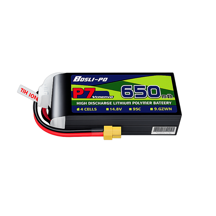 BosLipo P7 Batterie 650mAh 14,8V 4S 95C Lipo Akku XT30 Plug - Thumbnail 1