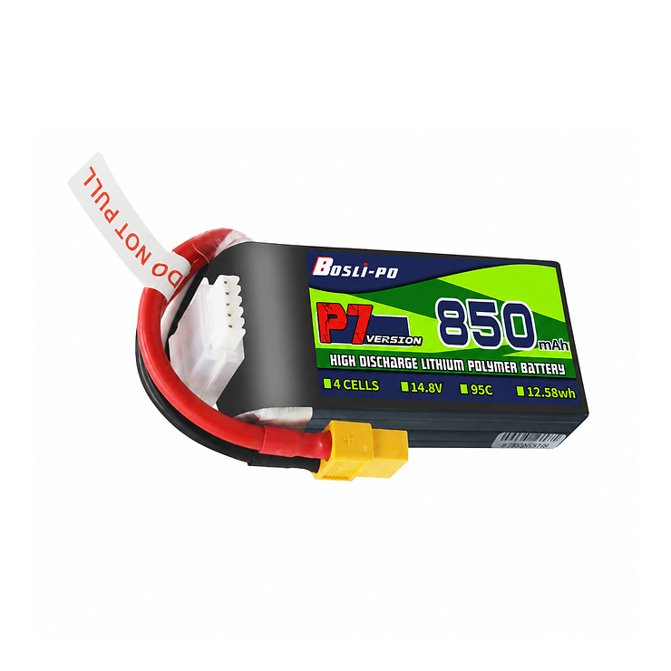 BosLipo P7 Batterie 850mAh 14,8V 4S 95C Lipo Akku XT30 Plug - Thumbnail 1